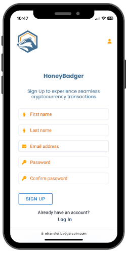 HoneyBadger Online - Signup